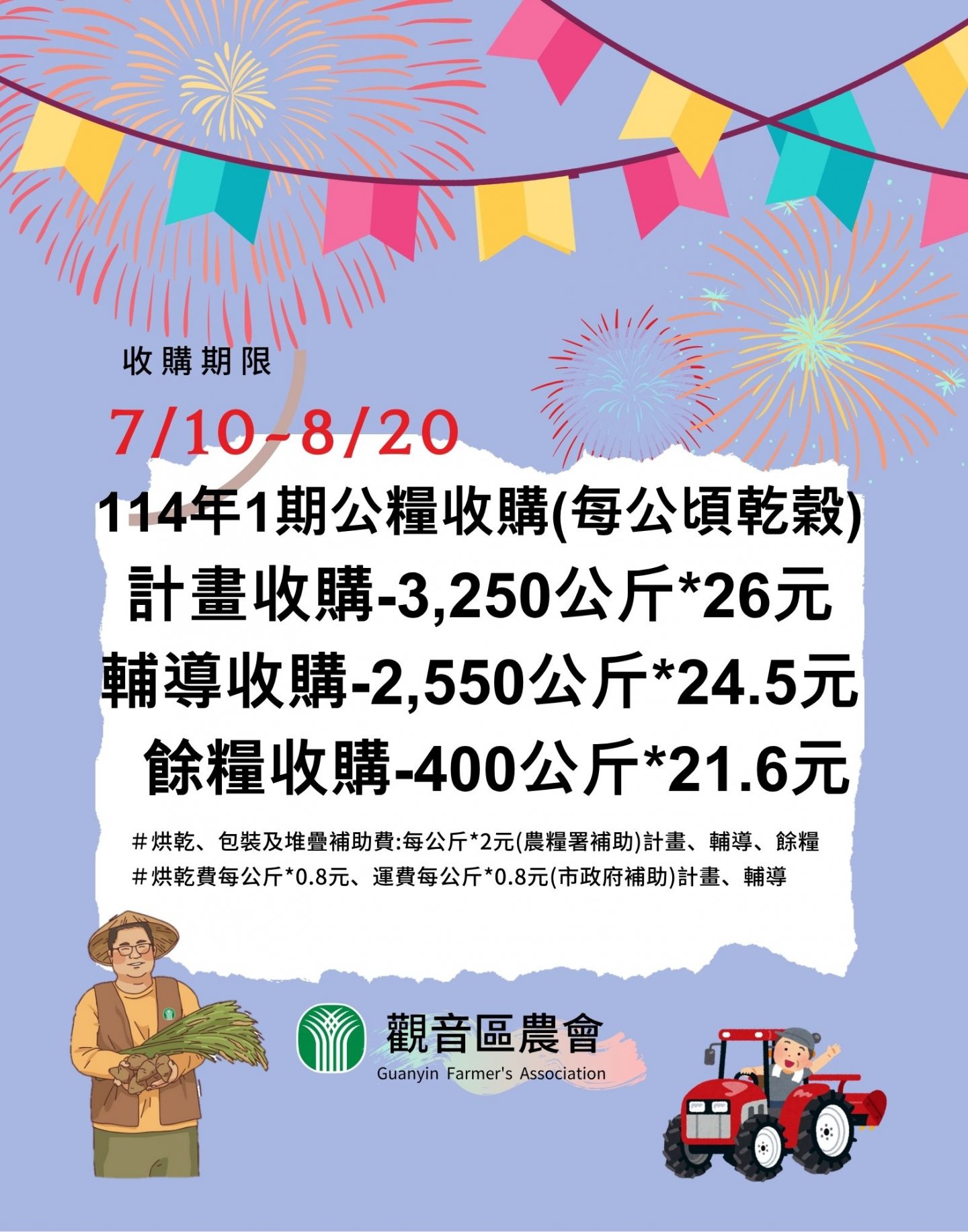 【114-1公糧經收業務】