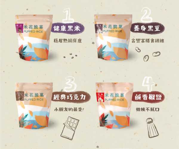 綜合禮盒組 - 米香脆菓綜合口味（4入-內容物：椒鹽、黑豆各二）